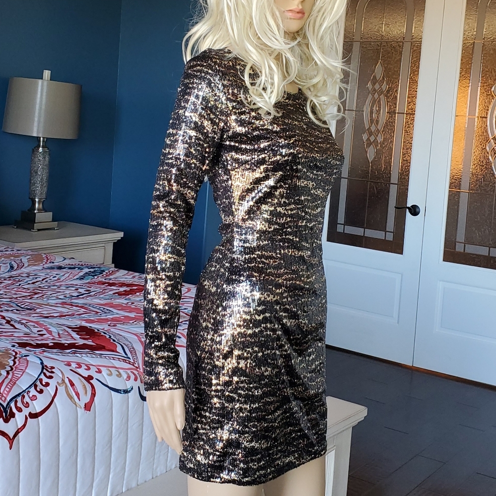 ark & co. Black & Gold Sequin Dress SZ M